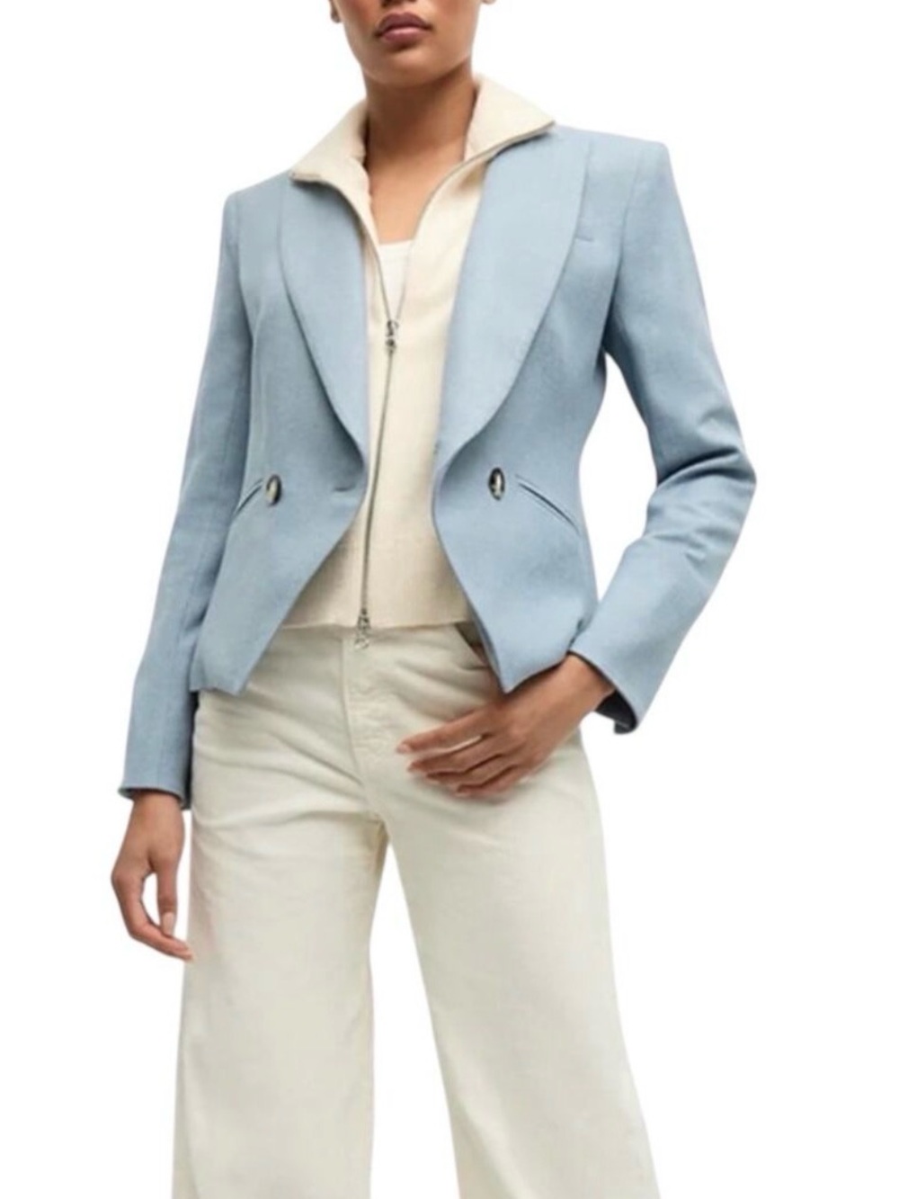 Veronica Beard Powder Blue Tailored Double-Breasted Blazer - Picture 13 of 16
